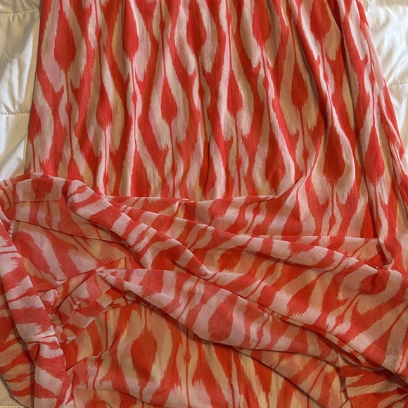 Gorgeous Mesh Strapless Orange White Maxi Dress by Sweet Pea size Medium - Picture 8 of 8